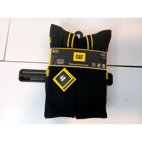 CAT Other - CATERPILLAR Mens Crew Socks Mid-Weight Boot Cushion Black 6 Pack Shoe Size 8-12